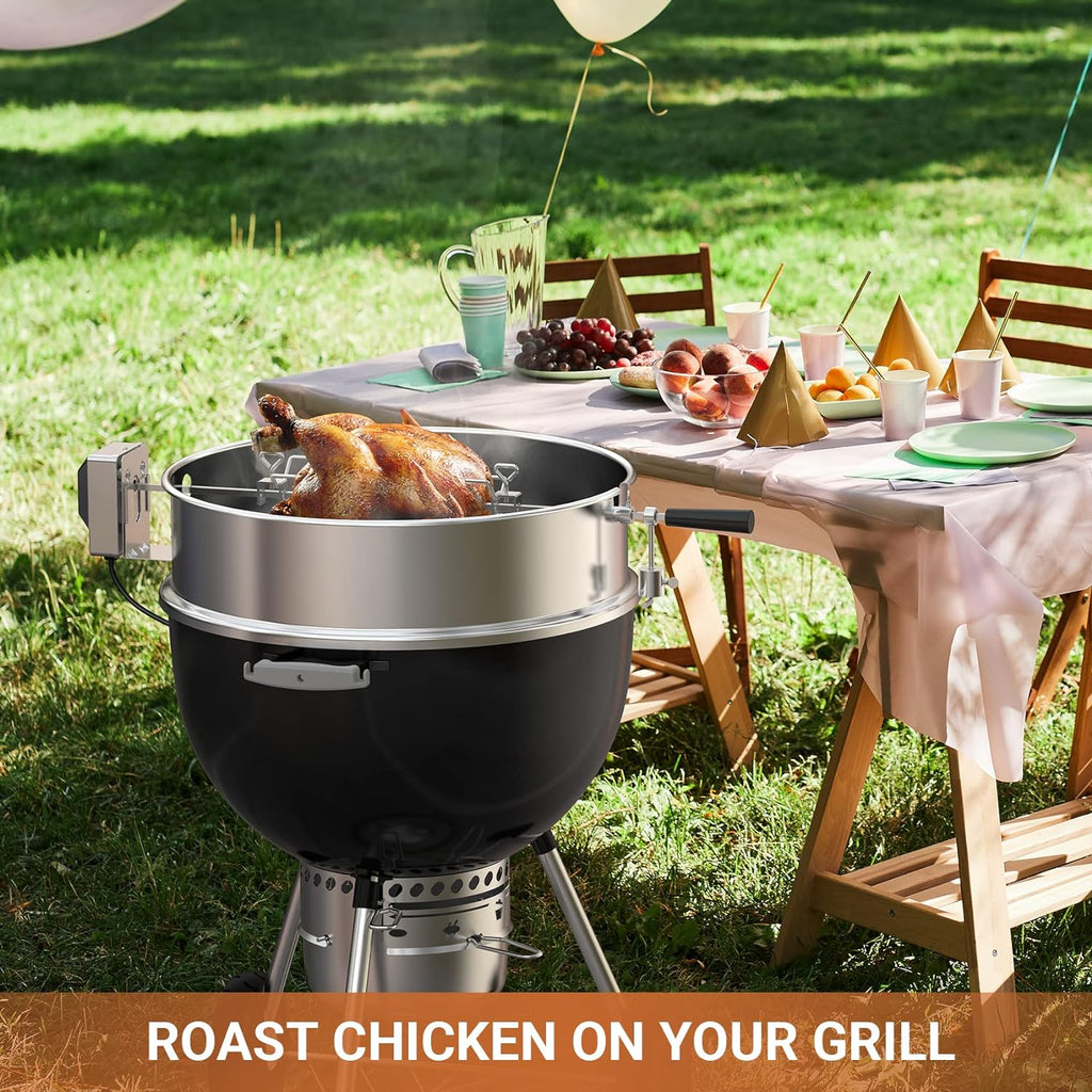onlyfire Stainless Steel Weber Kettle Rotisserie Ring Kit Barbecue Tool Kit