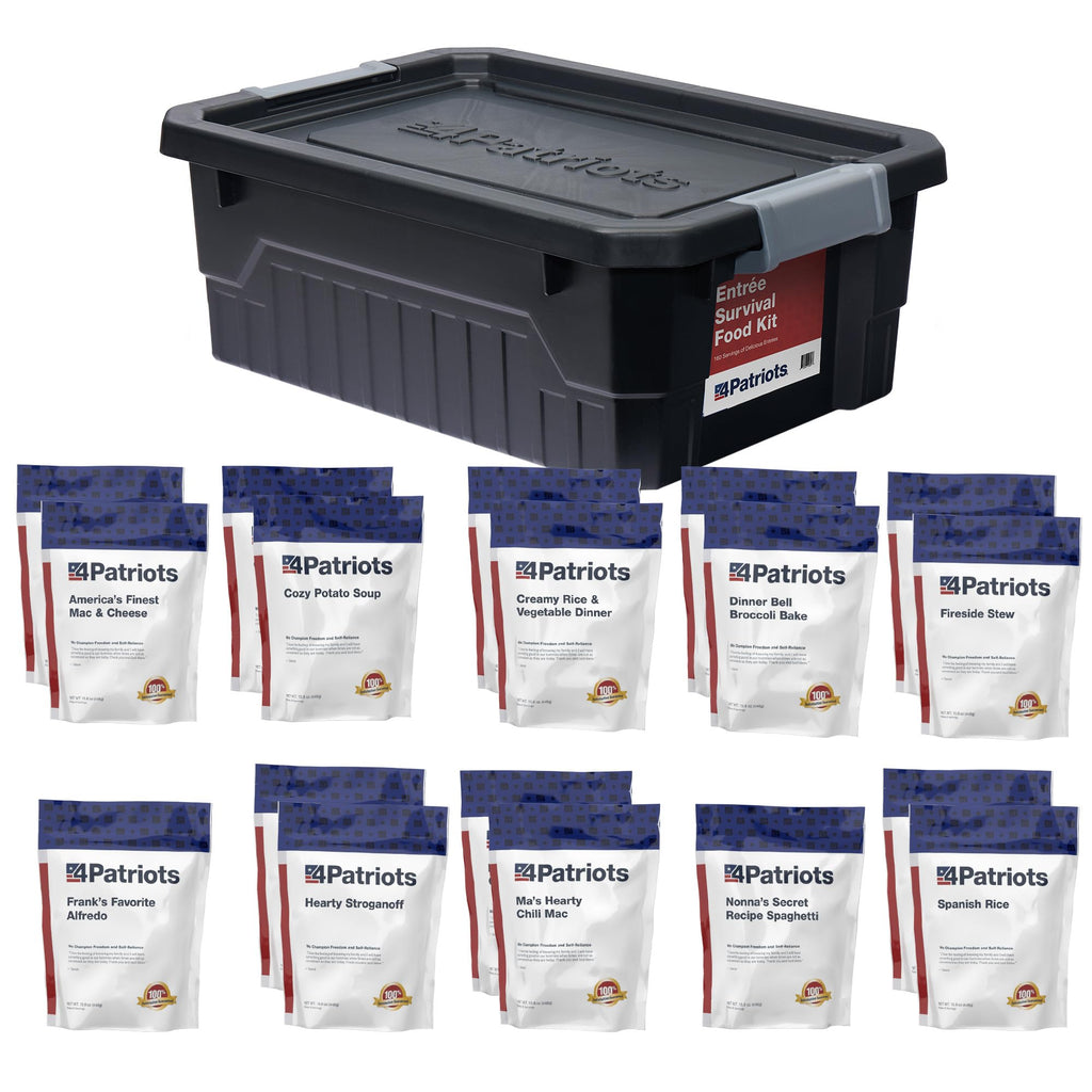 4Patriots Emergency Entree Food Kit – 128 Servings, Tasty Freeze-Dried MRE Survival Meals, 25 Year Shelf Life