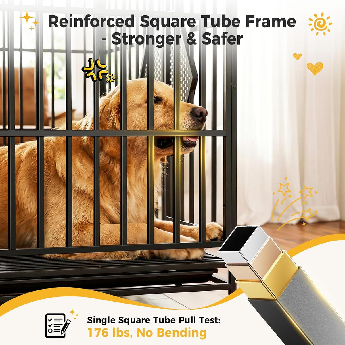 CAMMOO 48'' Heavy Duty Dog Crates for Large Dogs, Dog Kennel Indoor