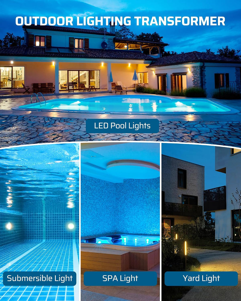 DEWENWILS 100W Pool Light Transformer, 12V/13V/14V