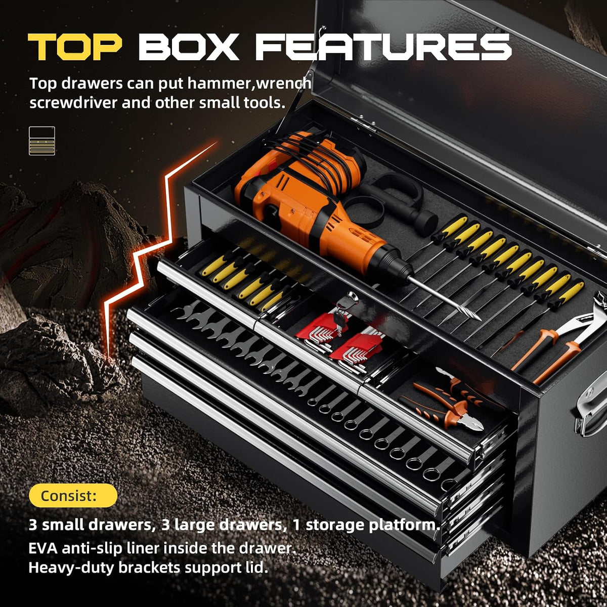 8-Drawer Rolling Tool Chest with Lock, Detachable Tool Cabinet Cart with Wheels, High-Capacity Mechanic Tool Storage for Garage Workshop Warehouse