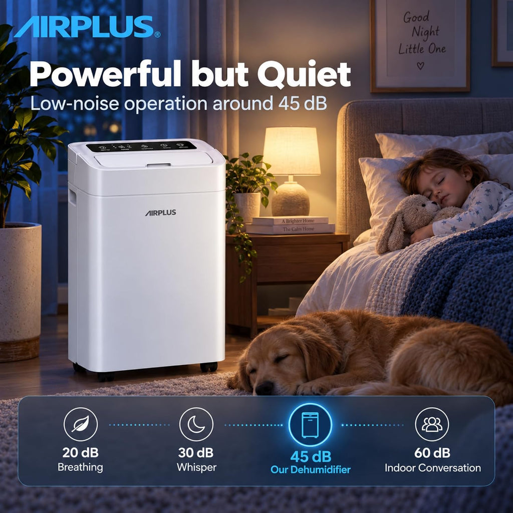 AIRPLUS Max 70 Pint Quiet Dehumidifier for Home Bedroom up to 4500 Sq Ft