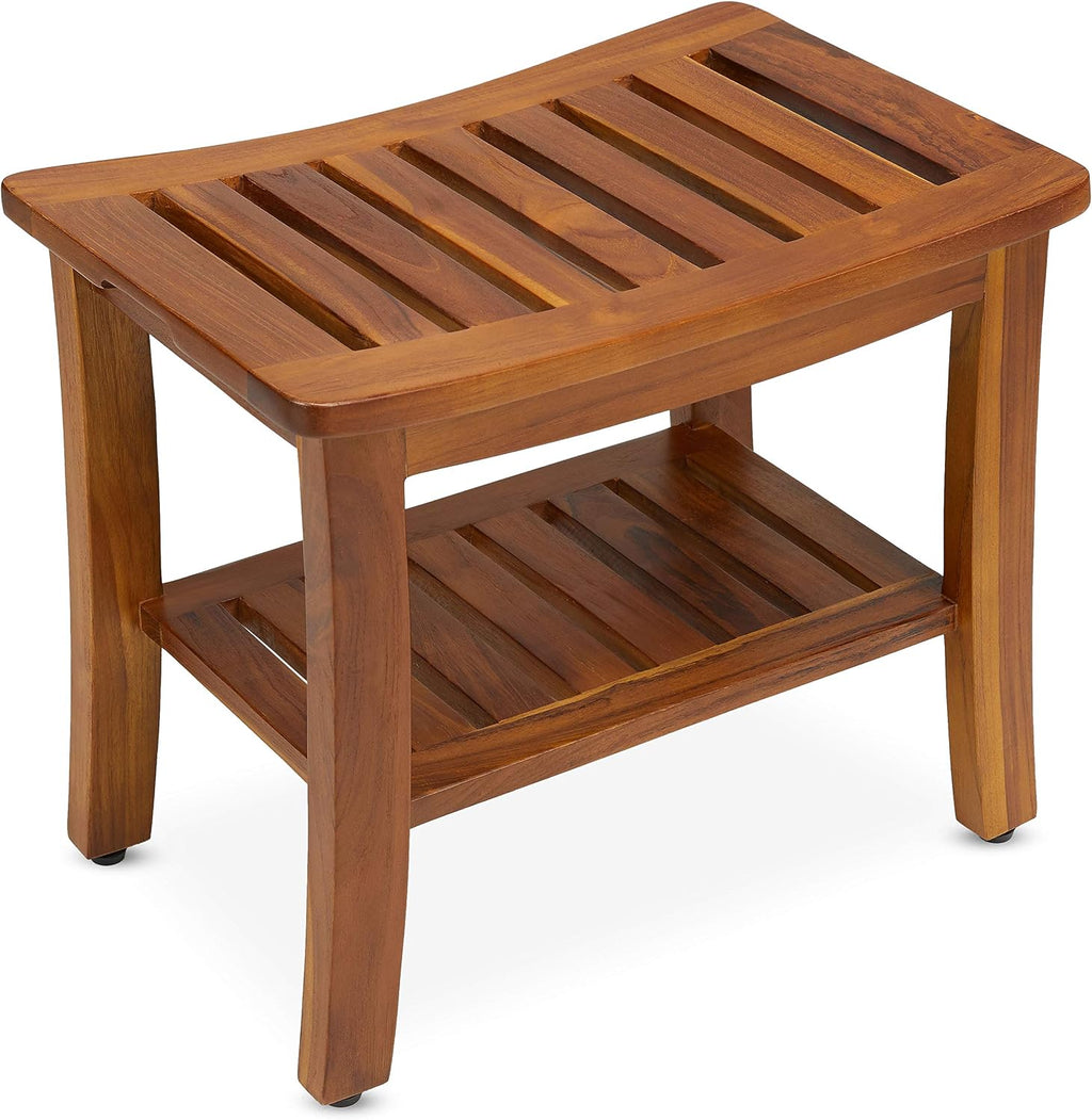Teakcraft Teak Shower Bench & Stool for Inside Shower, 21", Fully Assembled