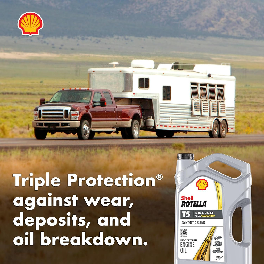 Shell Rotella T5 Synthetic Blend 15W-40 Diesel Engine Oil, 1 Gallon (3 Pack)