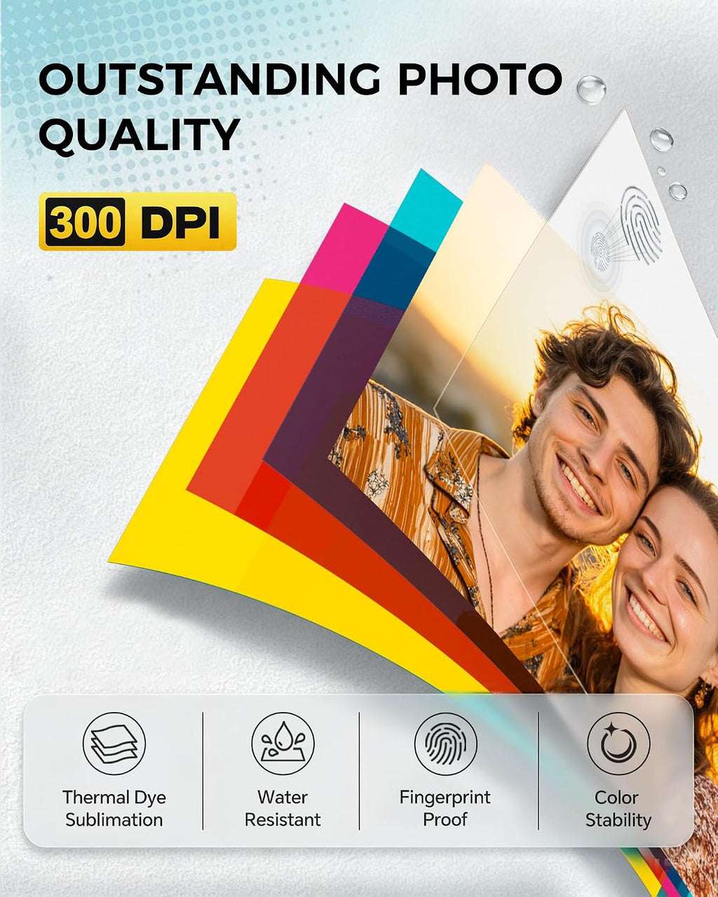 HPRT Photo Printer 4x6 with 108 Sheets Photo Paper & 2 Ribbons