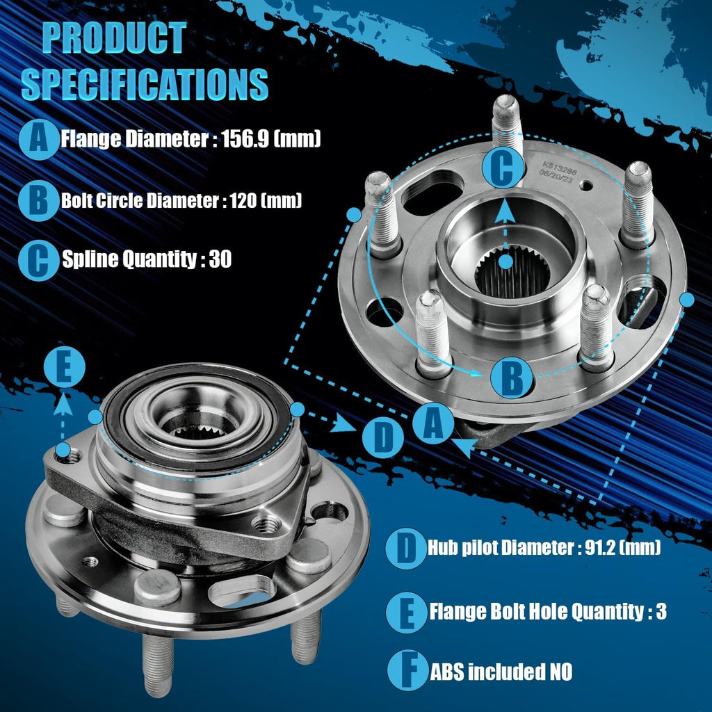 Detroit Axle - 2 Front Wheel Bearing Hubs Assembly for 13-15 Chevy Malibu