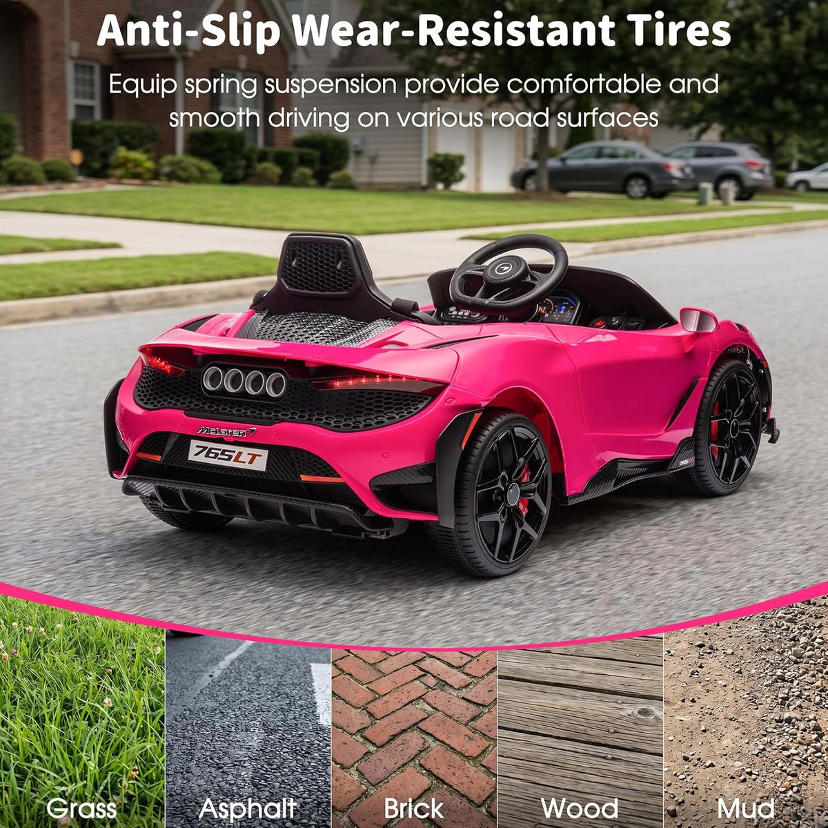 Kids Ride-on Car Licensed McLaren765LT for 3-6Years Old, Electric car 12V Battery Powered Electric Vehicle, w/Parent Remote, Music Player, LED Lights