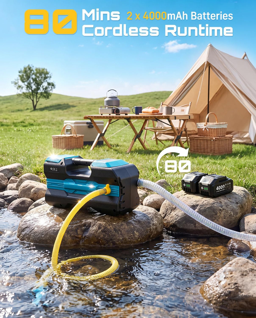 SEESII Cordless Water Transfer Pump, Self-Priming, 175 GPH, 75 FT High Lift