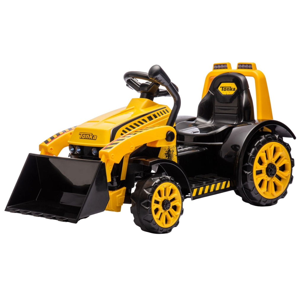 Best Ride On Cars Tonka 6V Construction Tractor Ride-On with Trailer and Working Loader for Kids
