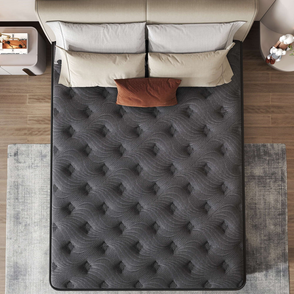 Zekbip 12 inch Queen Mattress in a Box, Hybrid Gel Memory Foam with Individually Wrapped Pocket Coils, Medium Firm, Pressure Relief, Cooling Sleep