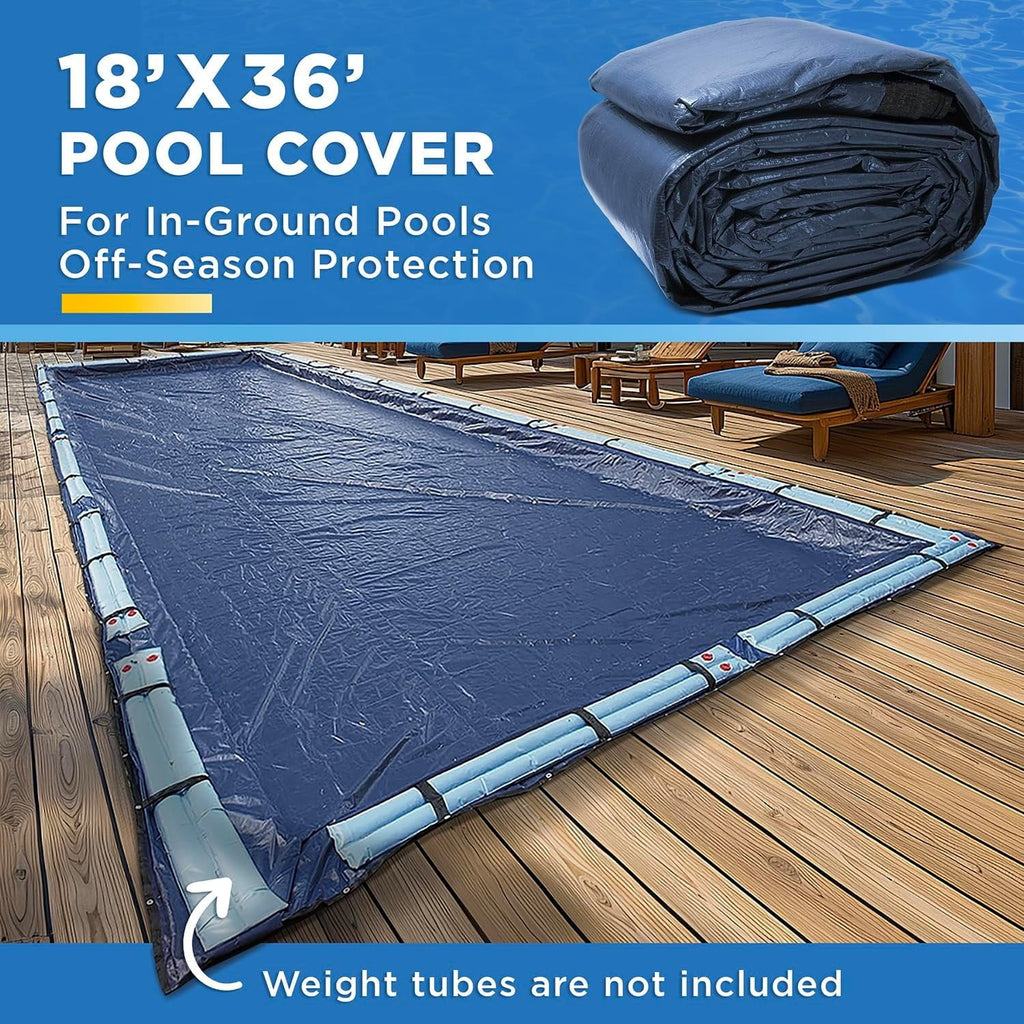 18-Ft x 36-Ft Pool Cover for Inground Pools - Rectangle Winter Inground Pool Cover, Extra Thick Material & Durable Design, Cold and UV-Resistance