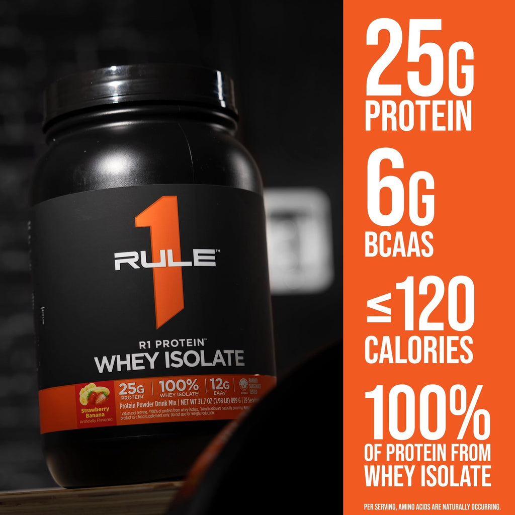 Rule 1 Proteins R1 Protein Whey Isolate - with 25g Protein & 6g BCAA Isolated & Hydrolyzed Sources for Workout Recovery (3 Pounds, Café Mocha)