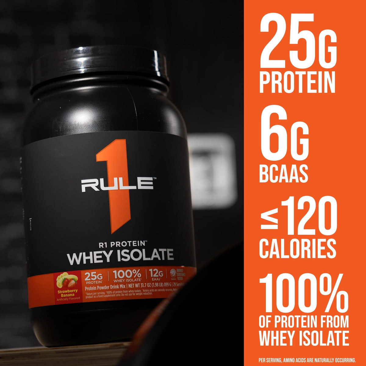 Rule 1 Proteins R1 Protein Whey Isolate - with 25g Protein & 6g BCAA Isolated & Hydrolyzed Sources for Workout Recovery (3 Pounds, Café Mocha)
