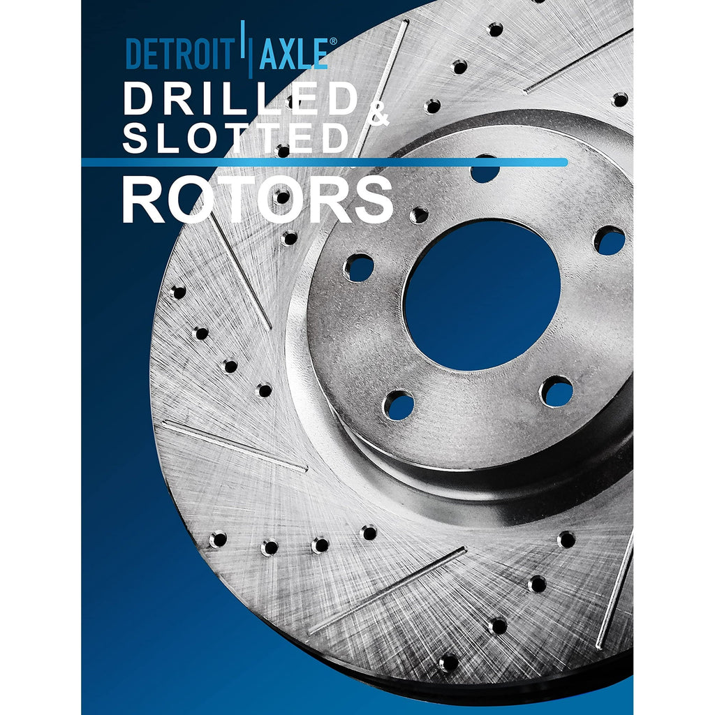 Detroit Axle - 8pc Brake Kit for 2014-2020 Nissan Rogue, 2017-2022 Rogue Sport, Front and Rear Drilled & Slotted Brakes Rotors Ceramic Brake Pads