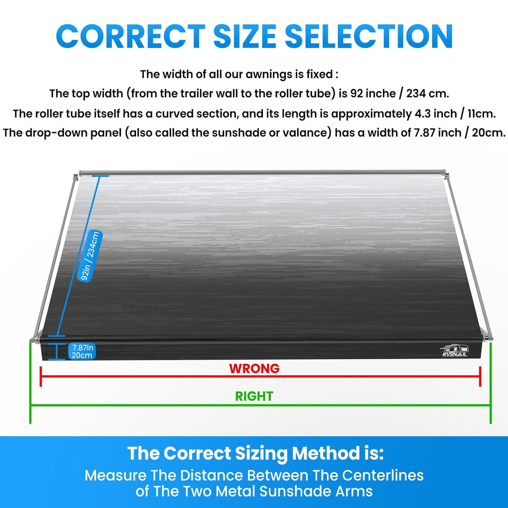 15FT RV Awning Fabric Replacement, Heavy-Duty Vinyl/PVC, Waterproof UV Resistant Universal Fit for RV Camper with Installation Manual