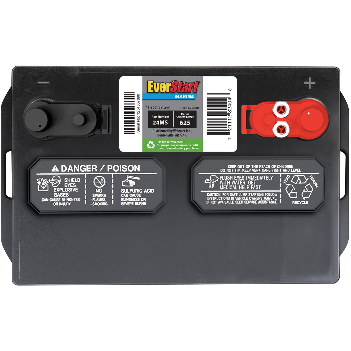 EverStart Lead Acid Marine Starting Battery, Group Size 24MS, 12 V, Minimum 930 MCA