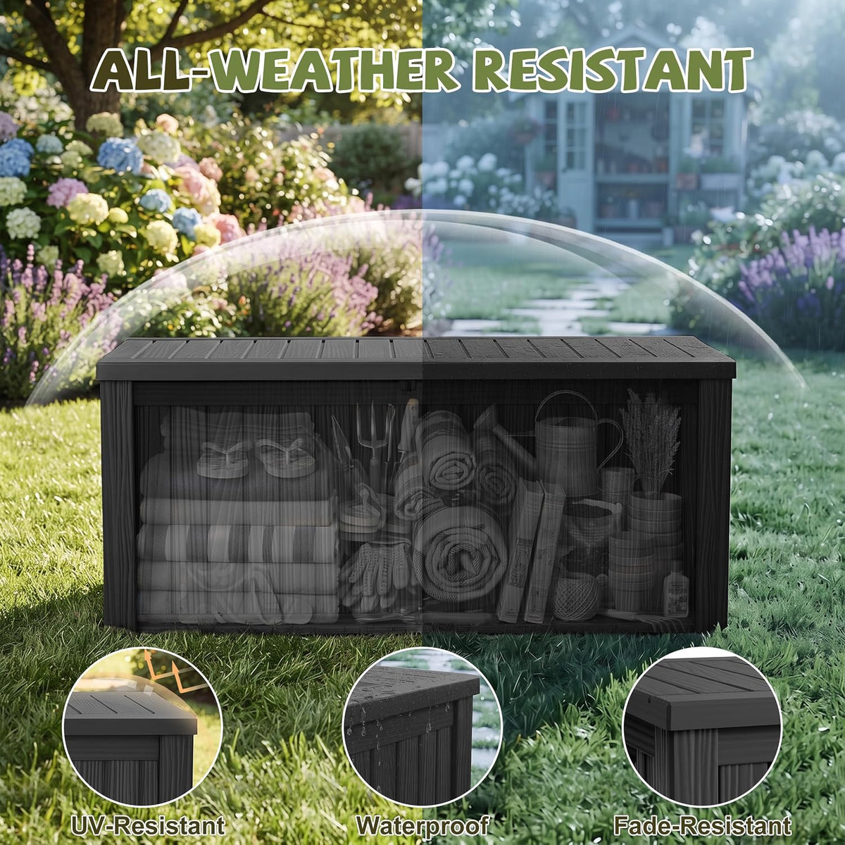 310 Gallon Deck Boxes Outdoor Waterproof Large Outside Storage Box