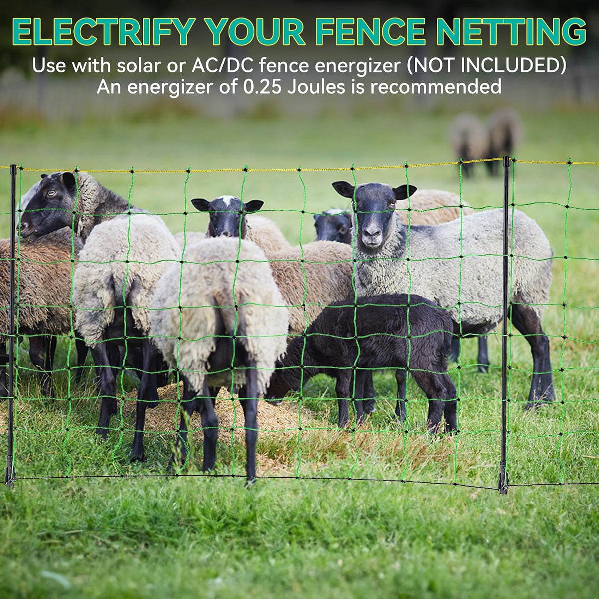 Electric Fence Netting - 47.2" H x 164' L, Portable Movable Livestock Nets Mesh for Lambs, Dogs, Deer, Larger Animals Electric Fencing for Backyards
