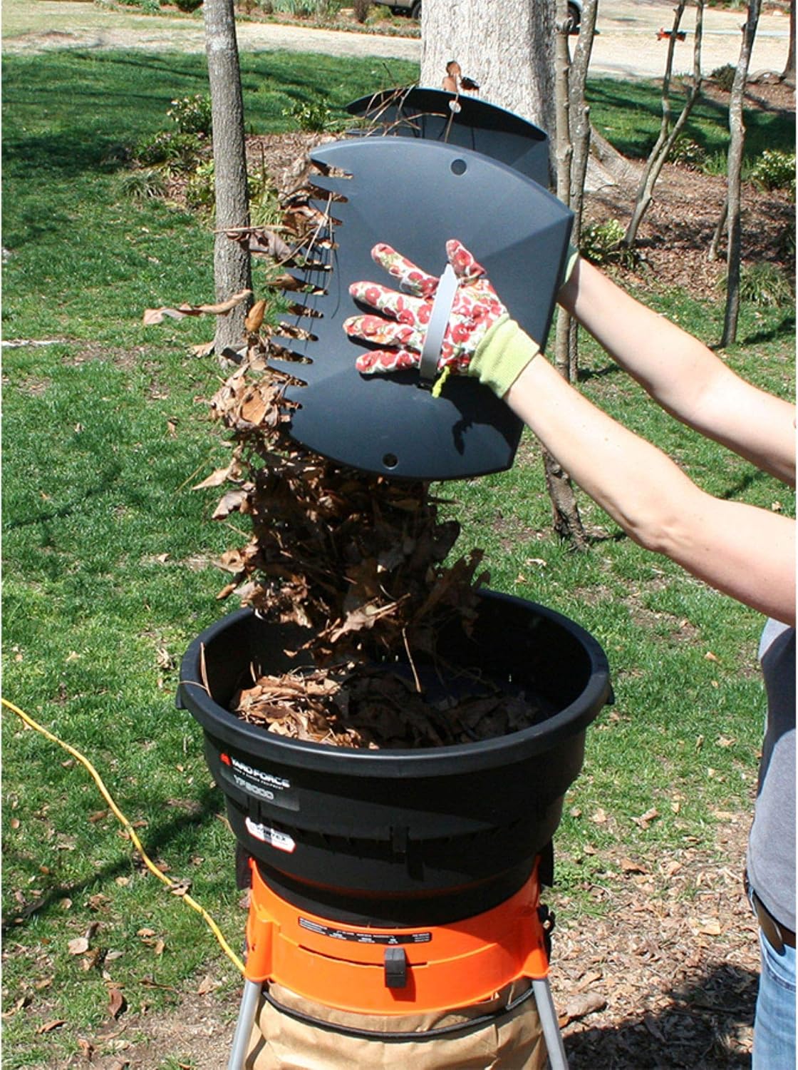 Yard Force YF8000LS Electric Leaf Mulcher/Shredder with Bonus Accessory Kit, One Size, Black/Orange