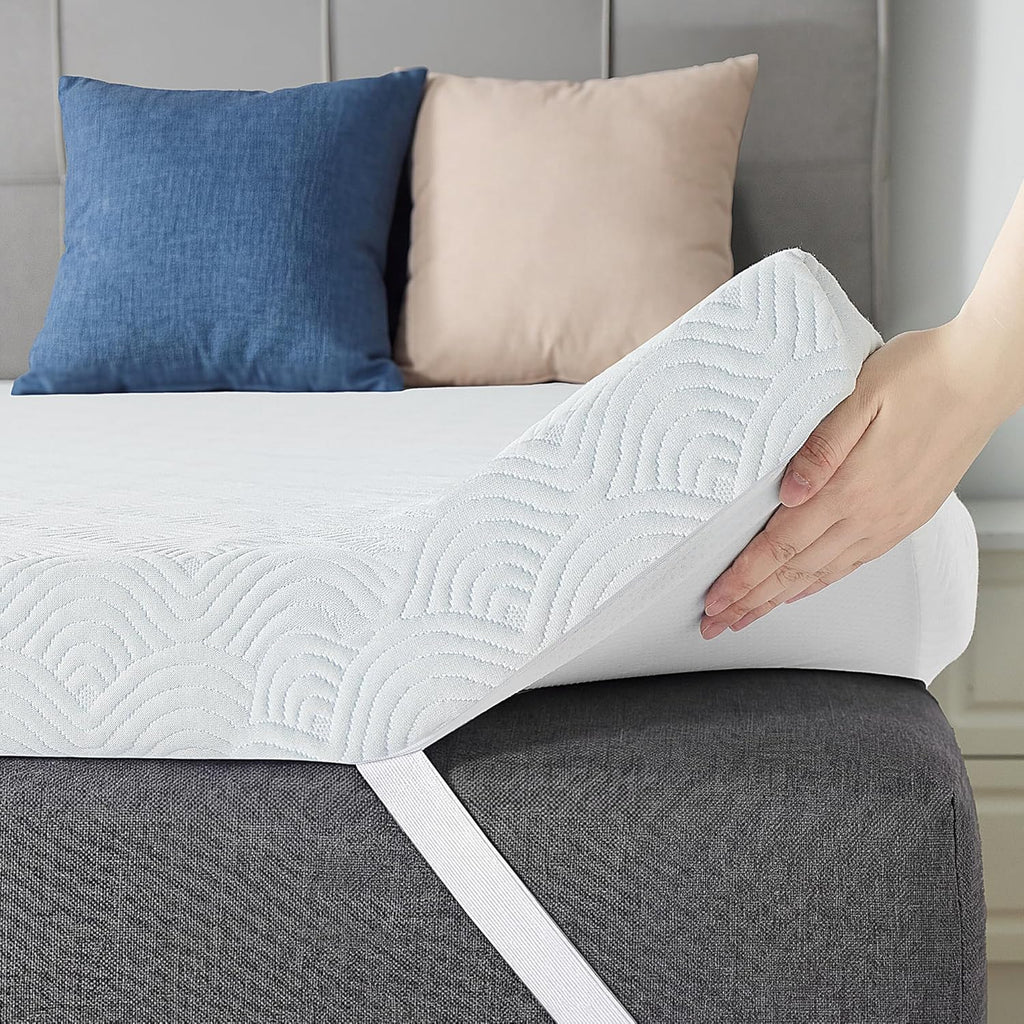 MASVIS 3 Inch Queen Memory Foam Mattress Topper, Ventilated Gel Mattress Topper for Back Pain Relief, CertiPUR-US Certified, Removable Washable Cover