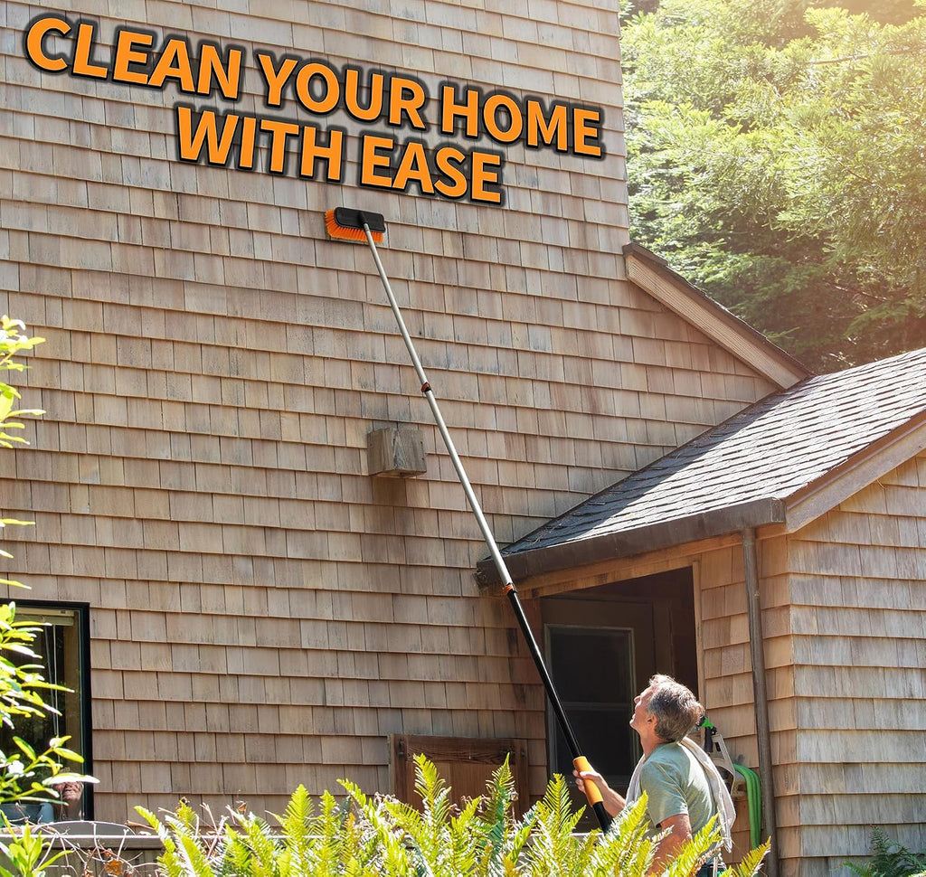 20 Foot Exterior House Cleaning Brush Set with 4-12 ft Extension Pole