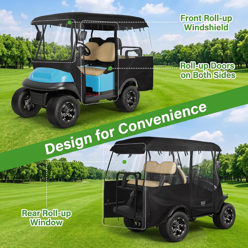 10L0L 4 Passenger Golf Cart Enclosure, 86" Roof Fit, Waterproof 600D