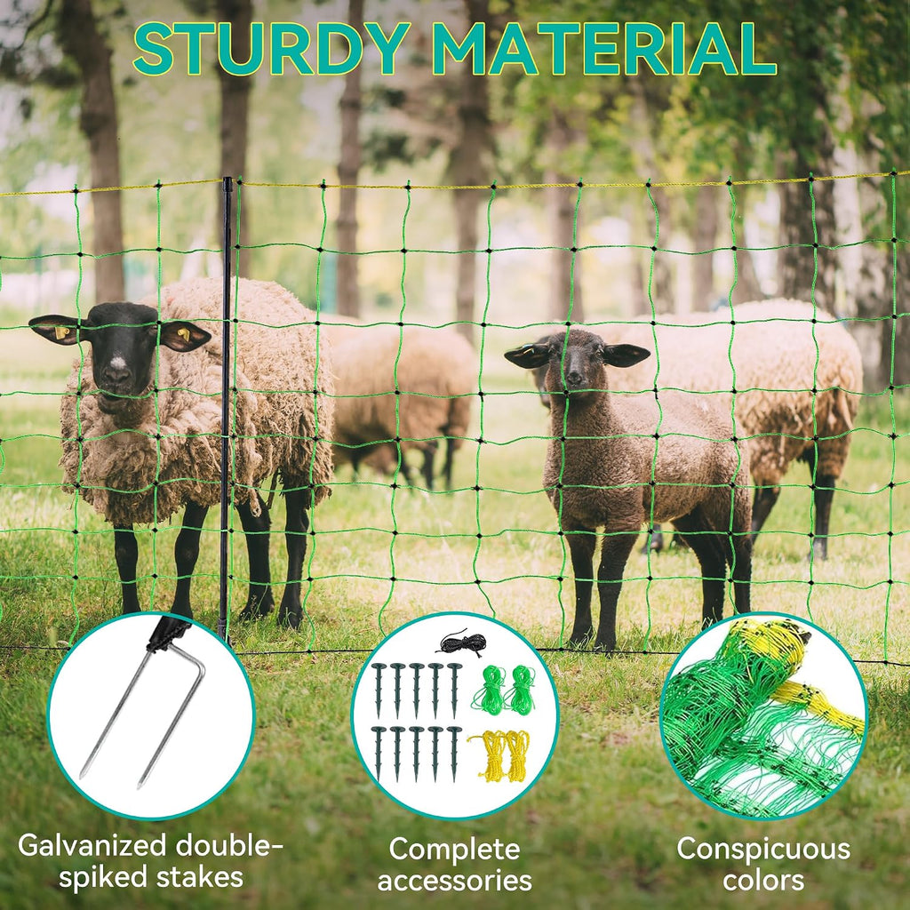 Electric Fence Netting - 47.2" H x 164' L, Portable Movable Livestock Nets Mesh for Lambs, Dogs, Deer, Larger Animals Electric Fencing for Backyards