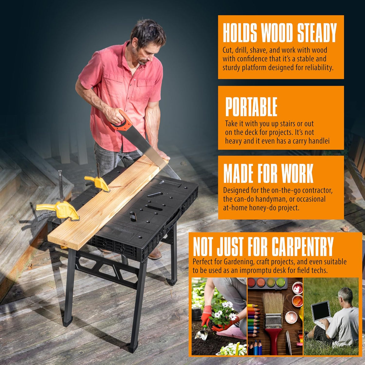 Express Folding Worktable, Easy Setup Portable Folding Workbench