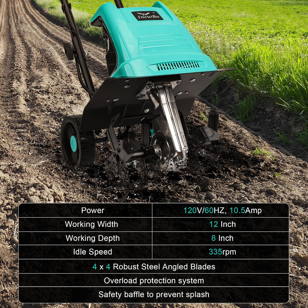 12'' 10.5AMP Corded Electric Garden Roto Tiller Cultivator Powerful