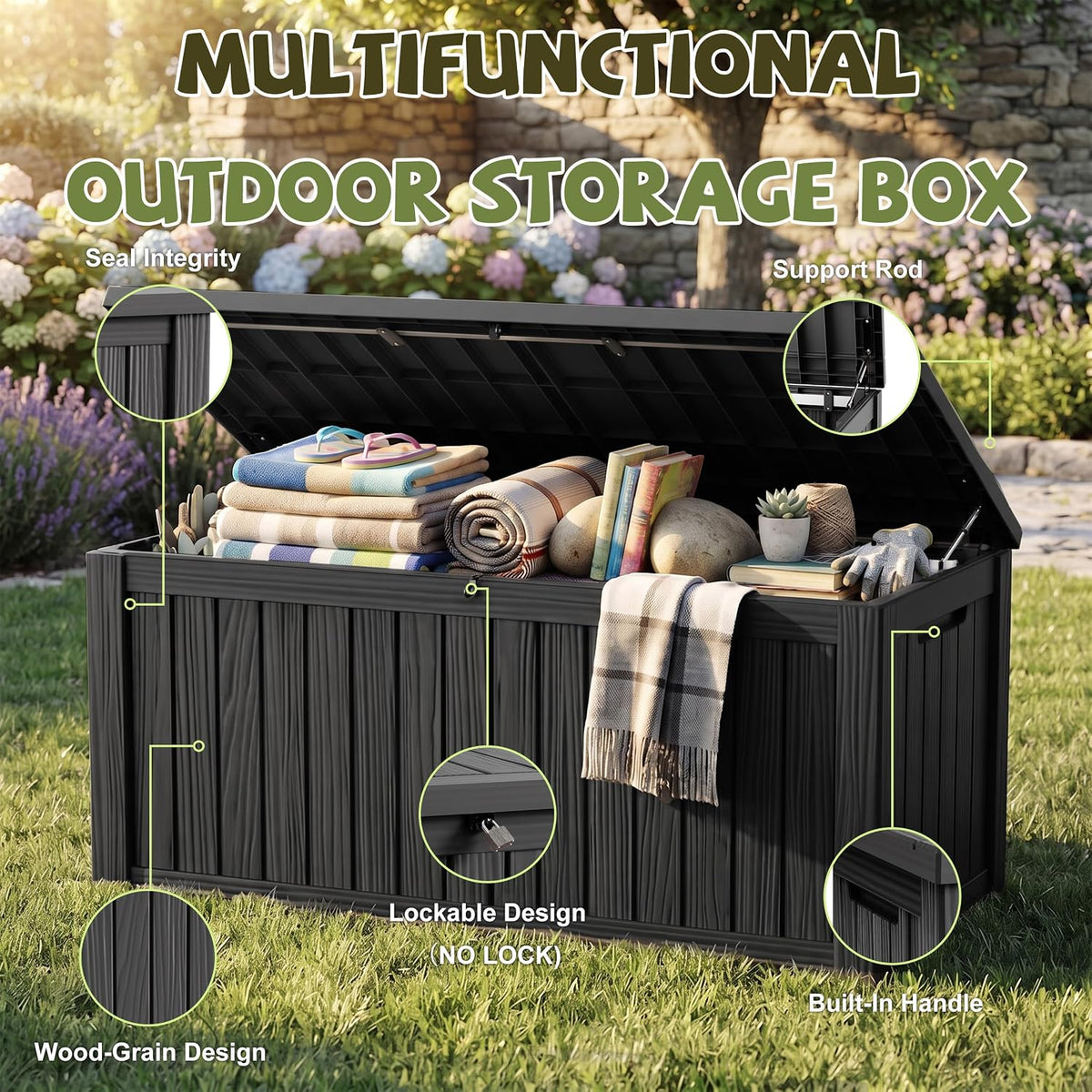 310 Gallon Deck Boxes Outdoor Waterproof Large Outside Storage Box
