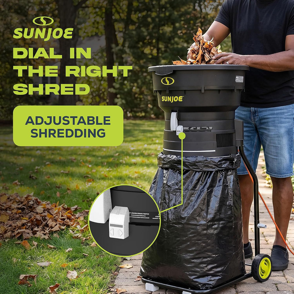 Sun Joe SDJ617E Bladeless Electric Leaf Mulcher + Shredder, 15 Amp, 8,000 RPM, Mulches Up to 55 Gallons of Leaves Per Minute