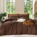 MooMee Duvet Cover Set 100% Washed Cotton Linen Like King