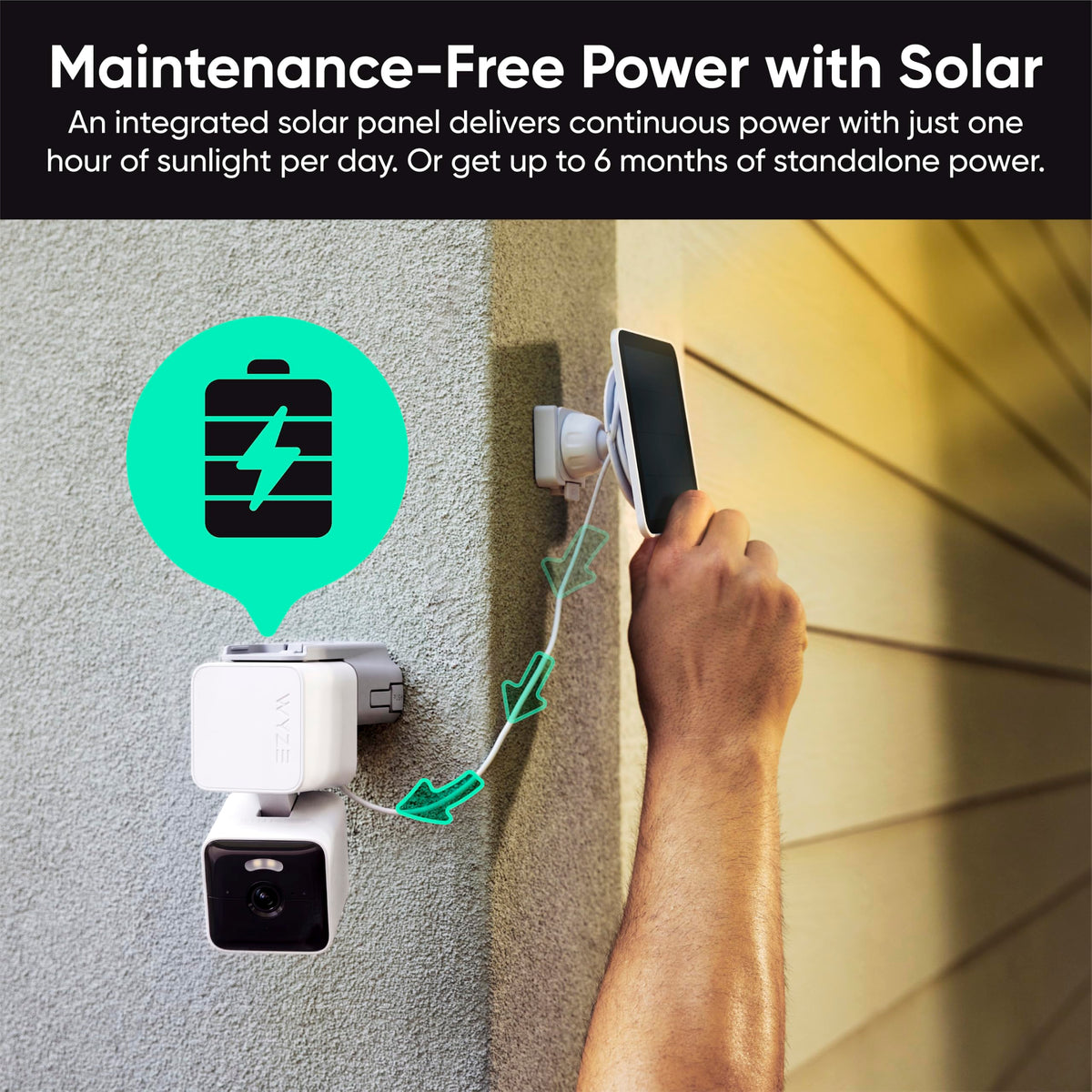 WYZE Solar Cam Pan, 2K Security Cameras Wireless Outdoor, Battery Powered