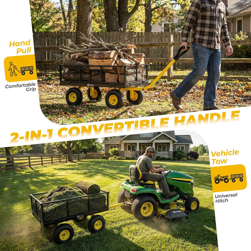 Sekey Steel Garden Cart, 1000 lb Capacity, Removable Sides, 10 in Tires