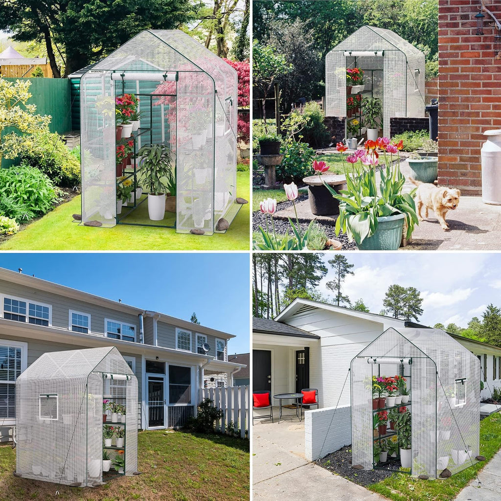WORKPRO Greenhouse, Heavy Duty Walk-in Greenhouse (56” x 56” x 77”)