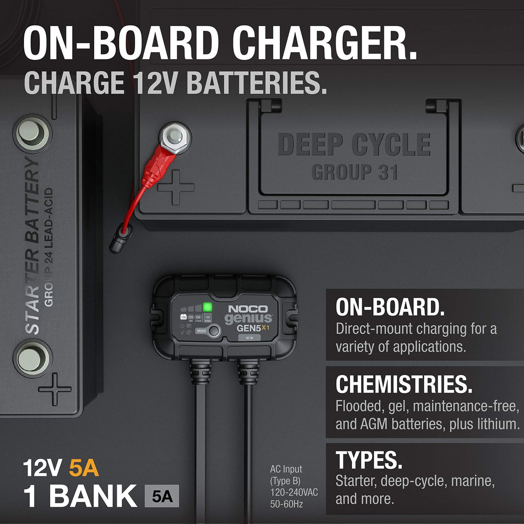NOCO GEN5X1 12V 5A 1-Bank OnBoard Marine Battery Charger & Maintainer