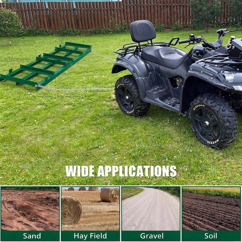 Garvee 6 FT Drag Harrow Driveway Grader, Tow Behind Lawn and Power Rake