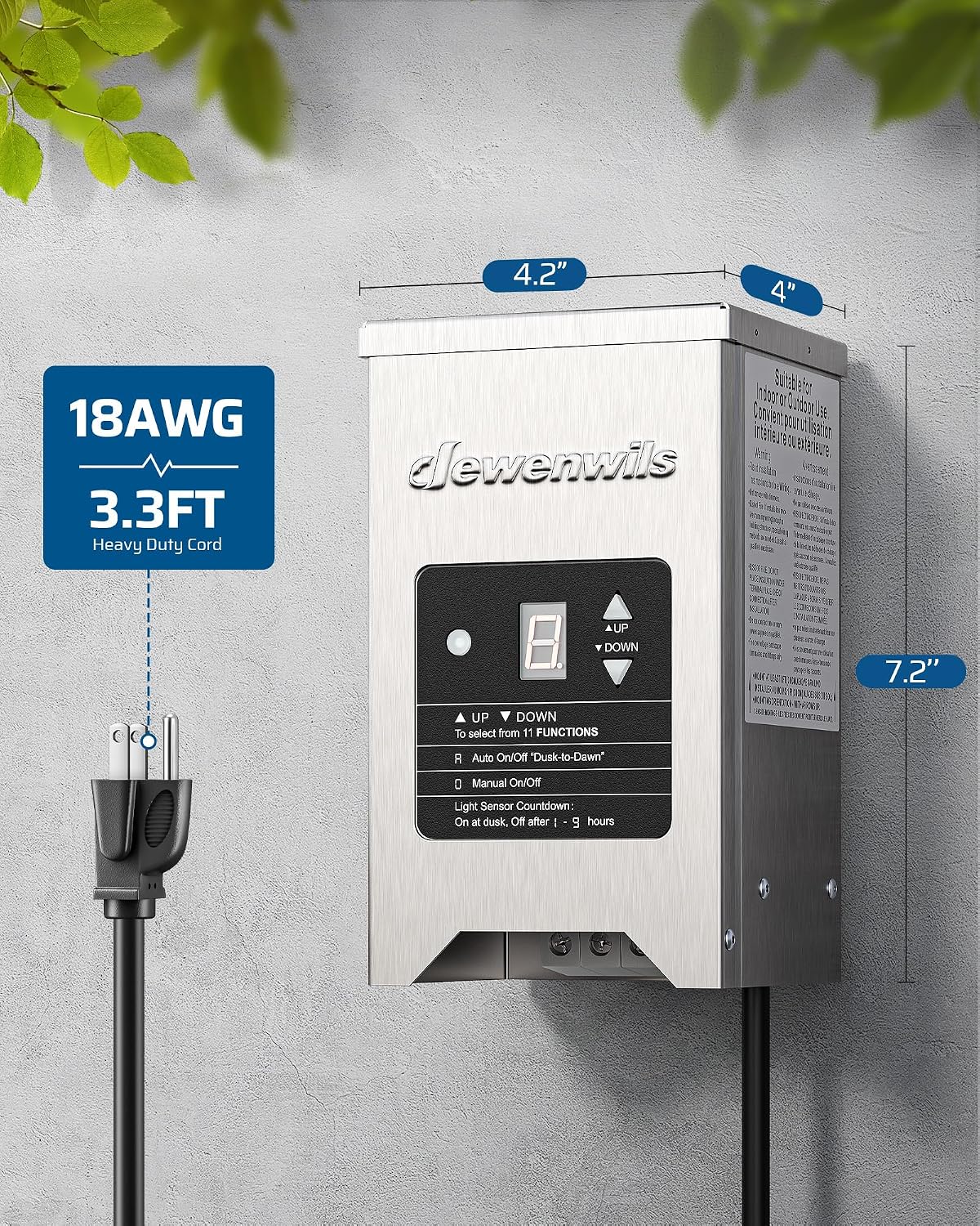 DEWENWILS 150W Low Voltage Landscape Transformer with Photocell Sensor, 120V AC to 12V/15V AC, Low Voltage Transformer for LED Landscape Lights