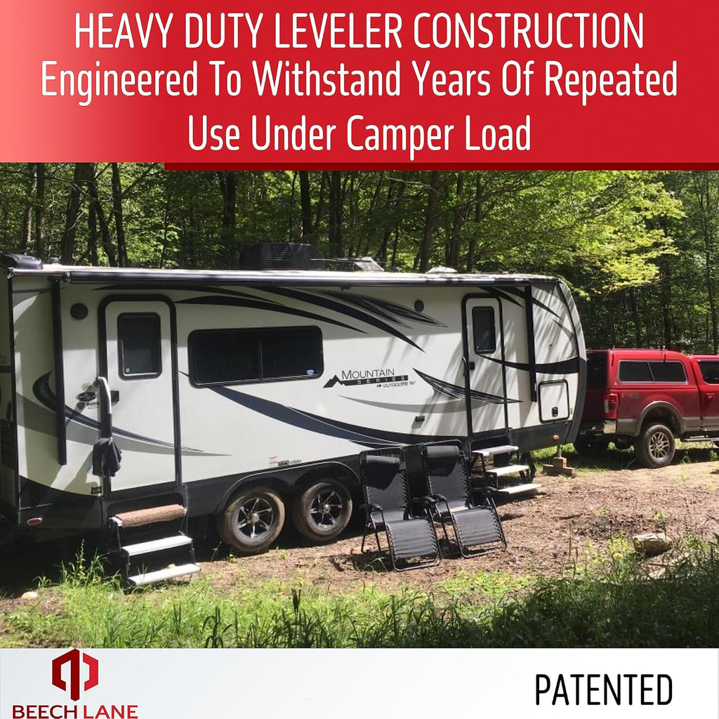 Beech Lane Camper Leveler 2 Pack with Carrying Bag - Precise Camper Leveling, Includes Two Curved Levelers, Two Chocks, Two Rubber Grip Mats, and A