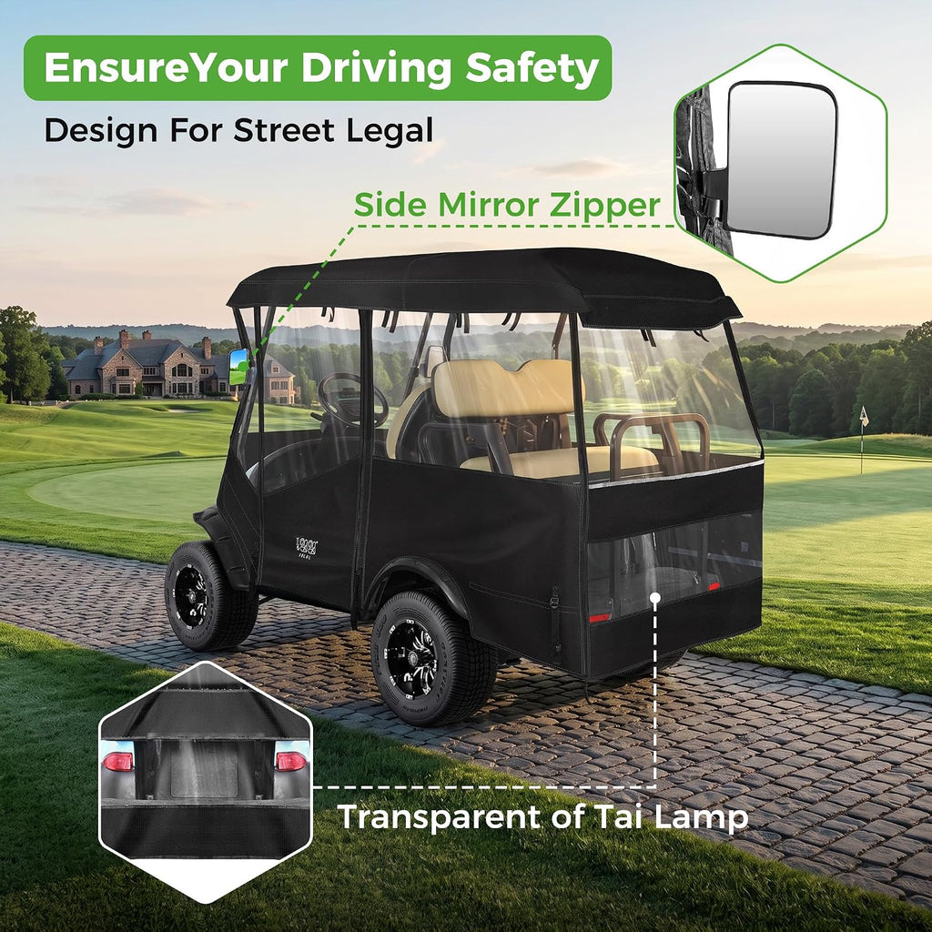 10L0L 4 Passenger Golf Cart Enclosure, 86" Roof Fit, Waterproof 600D