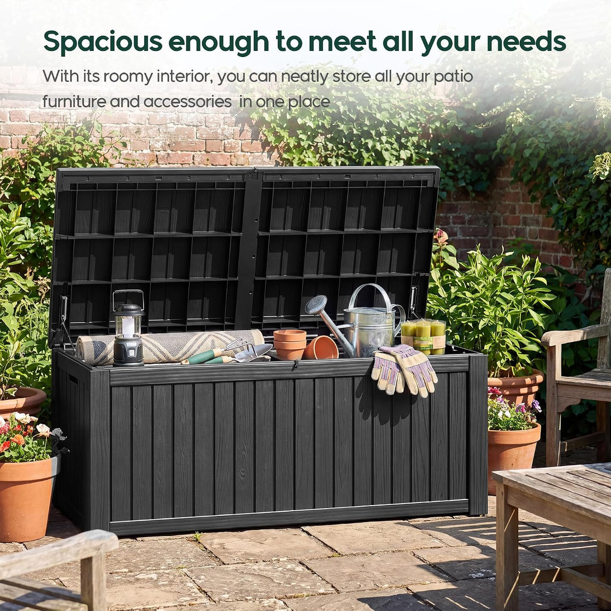 230 Gallon Outdoor Storage Box Waterproof Deck Box for Patio