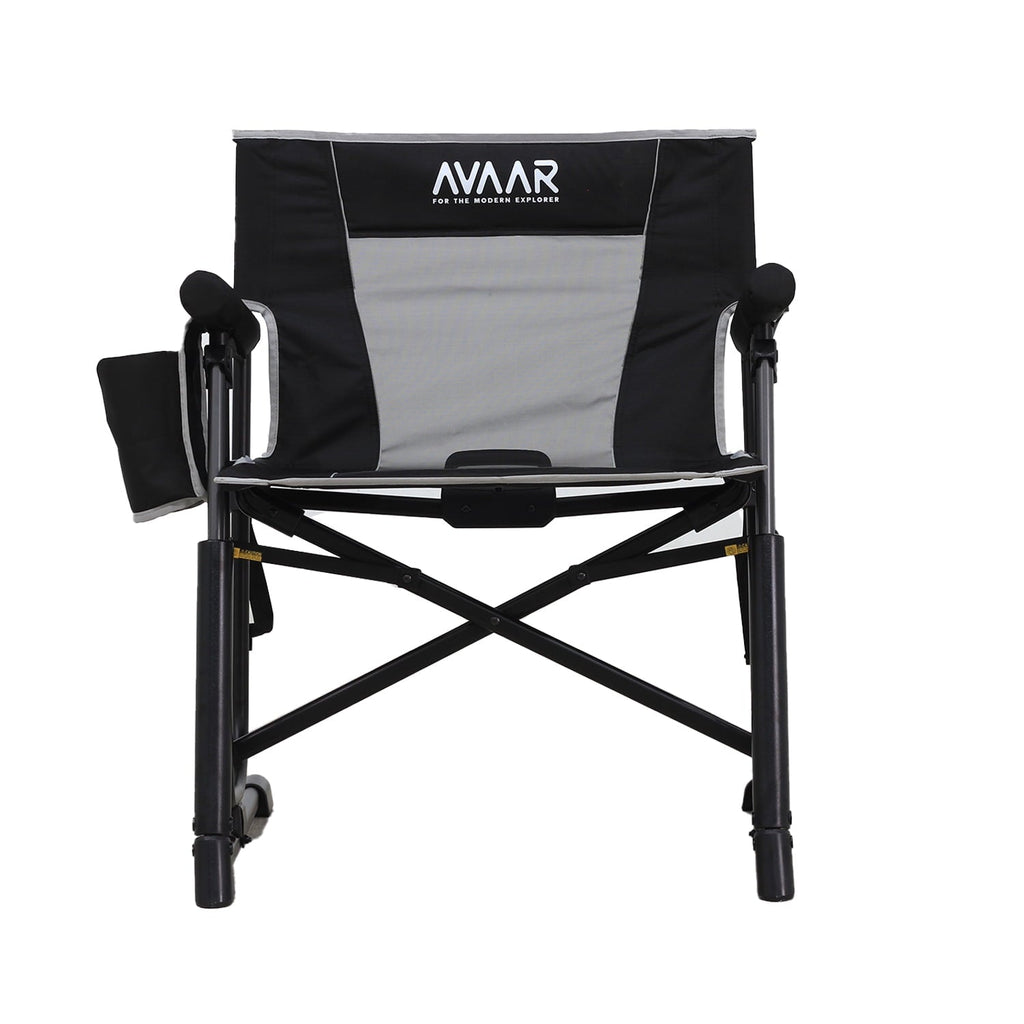 Avaar Outdoor Folding Rocking Camp Chair w/Cup Holder, 400lbs Capacity, Black
