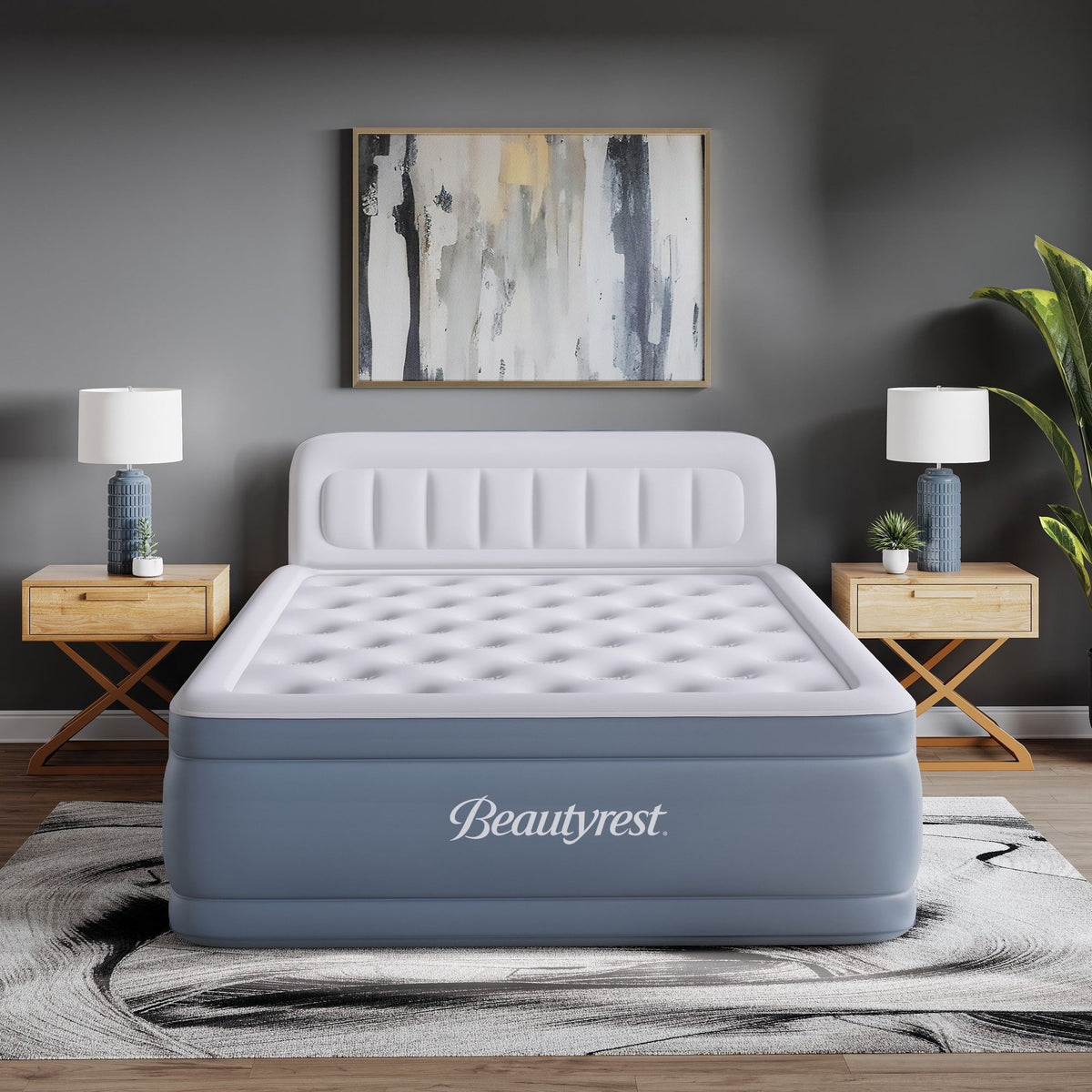 Beautyrest® LUXA REST™ 24" Queen Raised Air Mattress with Integrated Headboard, Auto Shut-Off Built-in Pump