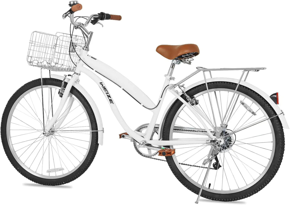 WEIZE 26 Inch 7-Speed High-Carbon Steel Beach Cruiser Bike