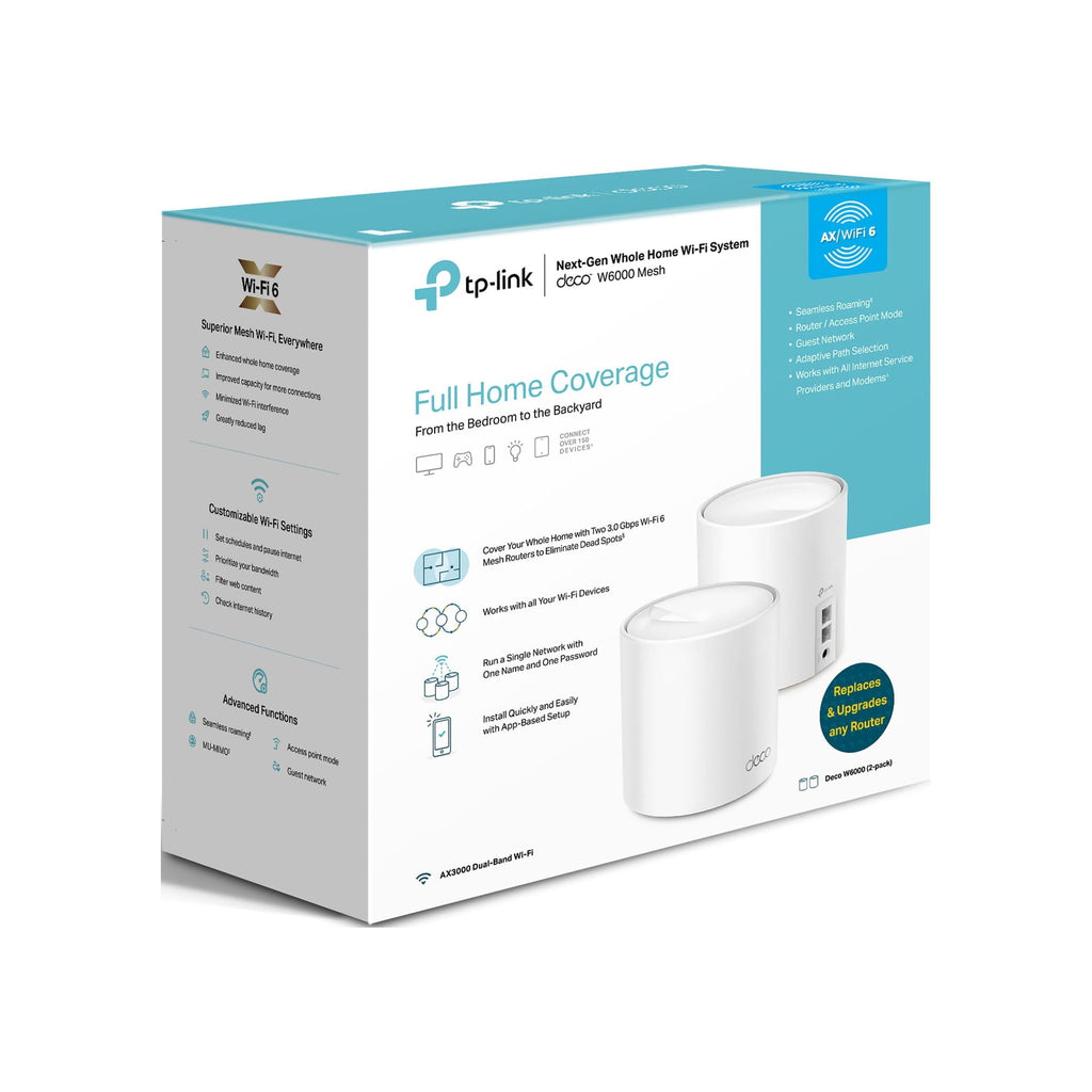 TP-Link Deco W6000 AX3000 Wi-Fi 6 Mesh Router System (2-Pack)