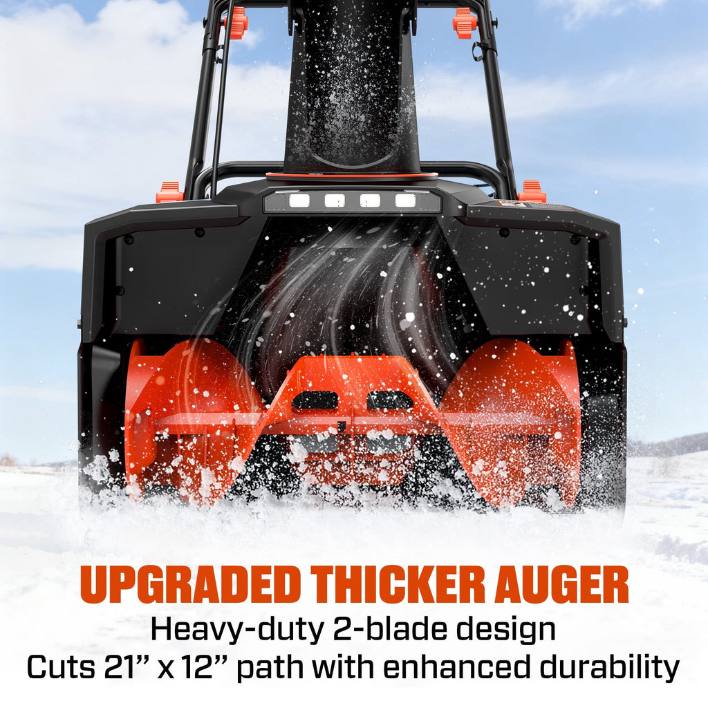SENIX 21-Inch 15A Corded Electric Push Snow Blower,12-Inch Clearing Depth, 33FT Throw Distance, LED Lights, Foldable Handle