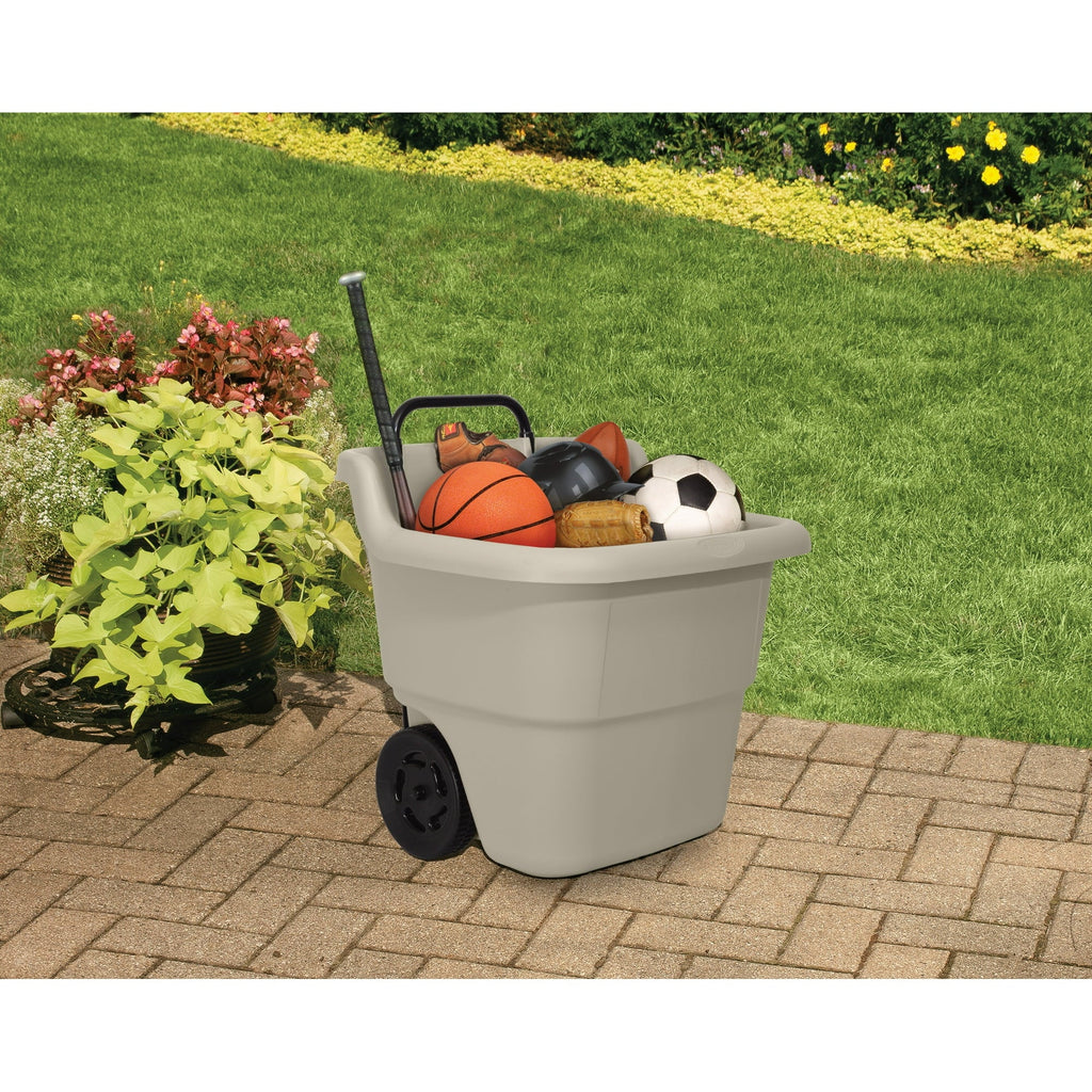 Suncast Resin Rolling Lawn and Utility Cart with Retractable Handle
