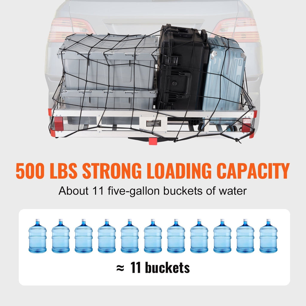 KFFKFF Aluminum Hitch Cargo Carrier, 500lbs Capacity, Rust-Resistant Basket