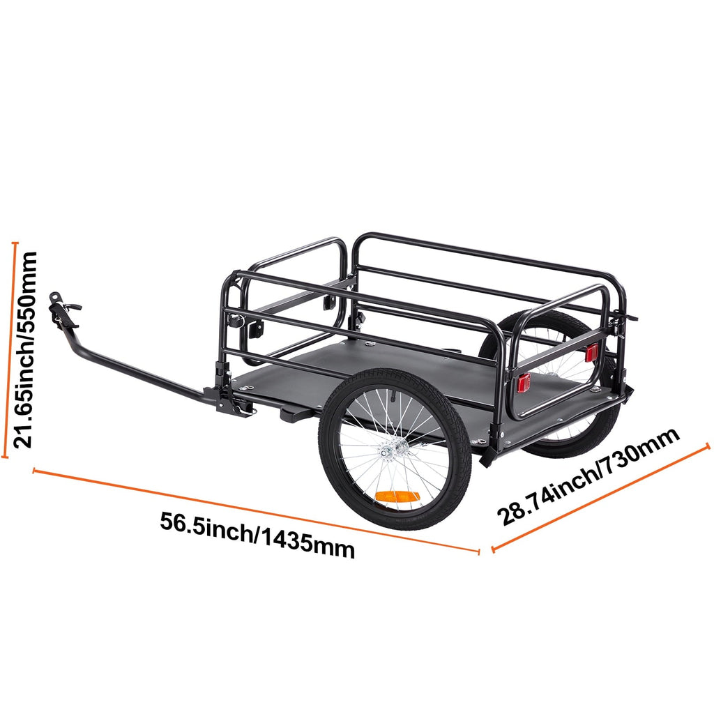 VEVOR Bike Cargo Trailer, 160 lbs Load Capacity, Heavy-Duty Bicycle Wagon Cart, Foldable Compact Storage & Quick Release with Universal Hitch, 16"