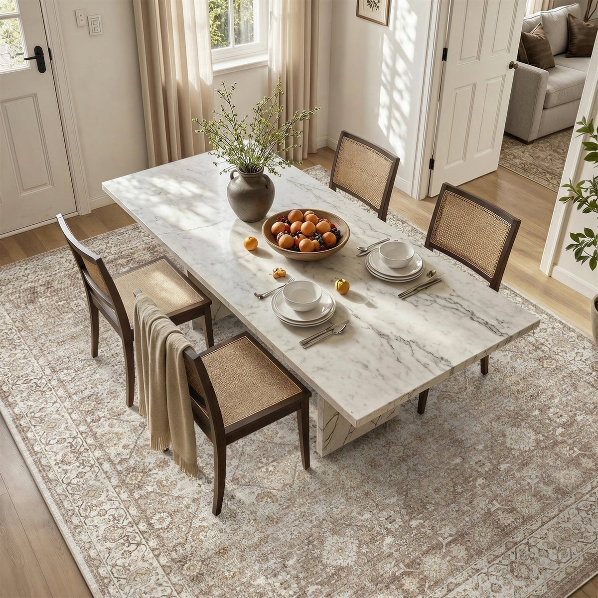 SIXHOME 8'x10' Area Rugs for Living Room Washable Rugs Ombre Vintage Floral Living Room Rug Aesthetic Carpet Soft Large Rugs for Bedroom Dining Room